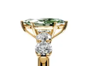 5 Stone Engagement Ring Setting for Fancy Green Marquise Center with Graduated Accents and Prong Head in Yellow Gold
