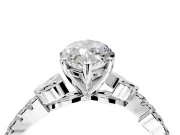 Leaf Motif Engagement Ring Setting for Marquise Center with Pave Band and Prong Head in Sterling Silver