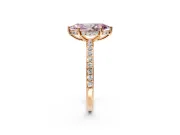 Solitaire Engagement Ring Setting for Fancy Pink Marquise Center with Fine Pave Band and Prong Head in Rose Gold