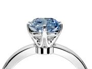 Solitaire Engagement Ring Setting for Fancy Blue Cushion Cut Center with Plain Band and Tulip Prong Head in White Gold