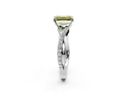 Crossover Engagement Ring Setting for Fancy Yellow Emerald Cut Center with Pave and Plain Strands and Prong Head in Sterling Silver