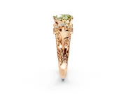 Solitaire Engagement Ring Setting for Fancy Yellow Heart-Shaped Center with Filigree Accent Basket and Prong Head in Rose Gold