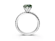 Solitaire Engagement Ring Setting for Fancy Green Heart-Shaped Center with Shared-Prong Accents and Prong Head in Sterling Silver