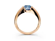 Tension Engagement Ring Setting for Fancy Blue Cushion Cut Center with Wide Tapered Band and Tension Head in Rose Gold