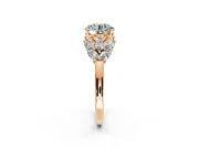 Leaf Cluster Engagement Ring Setting for Round Cut Center with Marquise Accents and Prong Head in Rose Gold