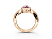 Halo Engagement Ring Setting for Fancy Pink Radiant Cut Center with Tapered Plain Band and Prong Head in Rose Gold