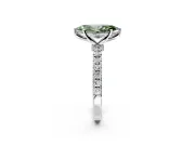 Open Basket Engagement Ring Setting for Fancy Green Marquise Center with Pave Band and Prong Head in Sterling Silver
