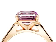 Solitaire Engagement Ring Setting for Fancy Pink Asscher Cut Center with Channel Accents and Prong Head in Rose Gold