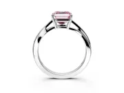 Solitaire Engagement Ring Setting for Fancy Pink Asscher Cut Center with Plain Bypass Twist Band and Prong Head in Sterling Silver
