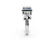 Halo Engagement Ring Setting for Fancy Blue Princess Cut Center with Floral Band and Prong Head in Platinum