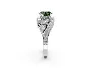 Halo Engagement Ring Setting for Fancy Green Round Cut Center with Marquise and Pave Bypass Band and Prong Head in Platinum