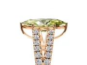 Solitaire Engagement Ring Setting for Fancy Yellow Marquise Center with Pave Split Shank and Prong Head in Rose Gold
