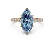 Solitaire Engagement Ring Setting for Fancy Blue Marquise Center with Fine Pave Accents and Prong Head in Rose Gold