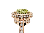 Halo Engagement Ring Setting for Fancy Yellow Round Cut Center with Metal-Rimmed Halo, Pave Band and Prong Head in Rose Gold