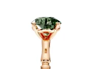 Solitaire Engagement Ring Setting for Fancy Green Round Cut Center with Bamboo Band and Prong Head in Rose Gold