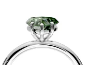 Low-Set Solitaire Engagement Ring Setting for Fancy Green Heart-Shaped Center with Thin Plain Band and Prong Head in Sterling Silver