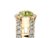 Halo Engagement Ring Setting for Fancy Yellow Round Cut Center with Wide-Open Pave Split Shank and Prong Head in Yellow Gold