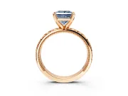 Solitaire Engagement Ring Setting for Fancy Blue Princess Cut Center with XO Engraved Band and Prong Head in Rose Gold