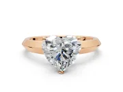 Solitaire Engagement Ring Setting for Heart-Shaped Center with Wide Knife Ridge Band and Prong Head in Rose Gold