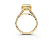 Solitaire Engagement Ring Setting for Fancy Yellow Princess Cut Center with Accented Split Shank and Prong Head in Yellow Gold