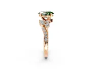 Solitaire Engagement Ring Setting for Fancy Green Oval Center with Marquise Accent Twist Band and Prong Head in Rose Gold