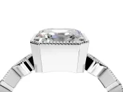 Milgrain Bezel Engagement Ring Setting for Asscher Cut Center with Marquise Stations and Bezel Head in Platinum
