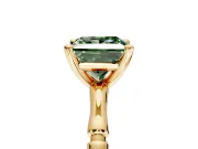 Solitaire Engagement Ring Setting for Fancy Green Princess Cut Center with Bamboo Band and Prong Head in Yellow Gold