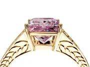 Split Shank Engagement Ring Setting for Fancy Pink Princess Cut Center with Pave Split Shank and Prong Head in Yellow Gold