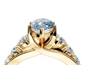 Solitaire Engagement Ring Setting for Fancy Blue Marquise Center with Graduated Shared Prongs and Prong Head in Yellow Gold