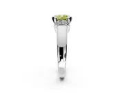 Solitaire Engagement Ring Setting for Fancy Yellow Cushion Cut Center with Wide Band, Pave Collar and Prong Head in White Gold