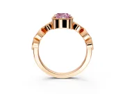 Vintage Station Engagement Ring Setting for Fancy Pink Cushion Cut Center with Accents and Prong Head in Rose Gold