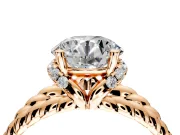 Halo Engagement Ring Setting for Round Cut Center with Rope Twist Split Shank and Prong Head in Rose Gold