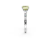 Bar-Set Engagement Ring Setting for Fancy Yellow Asscher Cut Center with Tapered Baguette Accents and Prong Head in Platinum