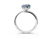 Solitaire Engagement Ring Setting for Fancy Blue Heart-Shaped Center with Micro Pave Band and Prong Head in Platinum