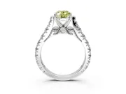 Solitaire Engagement Ring Setting for Fancy Yellow Oval Center with Pave Cathedral Shoulders and Prong Head in Sterling Silver