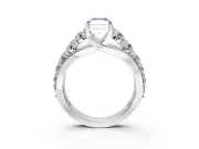 Solitaire Engagement Ring Setting for Fancy Blue Radiant Cut Center with Graduated Shared Prongs and Prong Head in White Gold