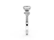 Solitaire Engagement Ring Setting for Asscher Cut Center with Crossover Accents and Prong Head in Sterling Silver