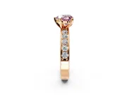 Solitaire Engagement Ring Setting for Fancy Pink Heart-Shaped Center with Channel-Set Accents and Prong Head in Rose Gold