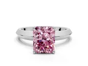 Solitaire Engagement Ring Setting for Fancy Pink Radiant Cut Center with Wide Knife Ridge Band and Prong Head in Platinum