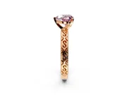 Solitaire Engagement Ring Setting for Fancy Pink Heart-Shaped Center with Scrollwork Band and Prong Head in Rose Gold