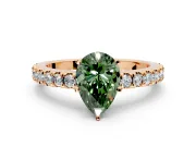 Solitaire Engagement Ring Setting for Fancy Green Pear-Shaped Center with Single Row Accent Band and Prong Head in Rose Gold