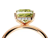 Hidden Halo Engagement Ring Setting for Fancy Yellow Princess Cut Center with Thin Round-Wire Band and Prong Head in Rose Gold