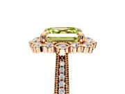 Milgrain Halo Engagement Ring Setting for Fancy Yellow Asscher Cut Center with Bezel Point Accents and Prong Head in Rose Gold