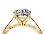 Solitaire Engagement Ring Setting for Round Cut Center with Tapered Split Shoulders and Prong Head in Yellow Gold