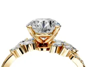 Solitaire Engagement Ring Setting for Round Cut Center with Marquise Accent Twist Band and Prong Head in Yellow Gold