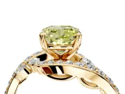 Solitaire Engagement Ring Setting for Fancy Yellow Cushion Cut Center with Filigree Band and Prong Head in Yellow Gold