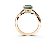 Solitaire Engagement Ring Setting for Fancy Green Princess Cut Center with Plain Bypass Twist Band and Prong Head in Rose Gold