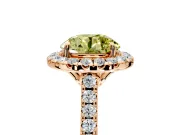 Halo Engagement Ring Setting for Fancy Yellow Round Cut Center with Raised Halo, Pave Band and Prong Head in Rose Gold