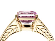 Split Shank Engagement Ring Setting for Fancy Pink Asscher Cut Center with Pave Split Shank and Prong Head in Yellow Gold