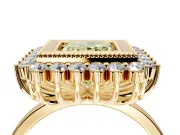 Halo Engagement Ring Setting for Fancy Yellow Princess Cut Center with Milgrain Bezel Rim, Plain Band and Prong Head in Yellow Gold